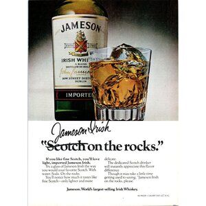 1981 Jameson Irish Whisky Whiskey Vintage Print Ad Ireland Rocks Glass Wall Art